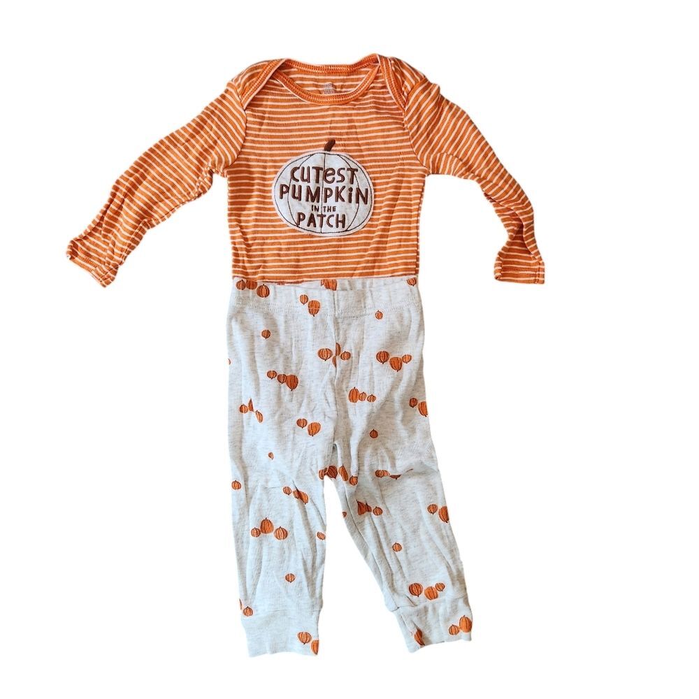 Carter's Just One You Long Sleeve Bodysuit Pants Set Size 12 months Pumpkin Fall